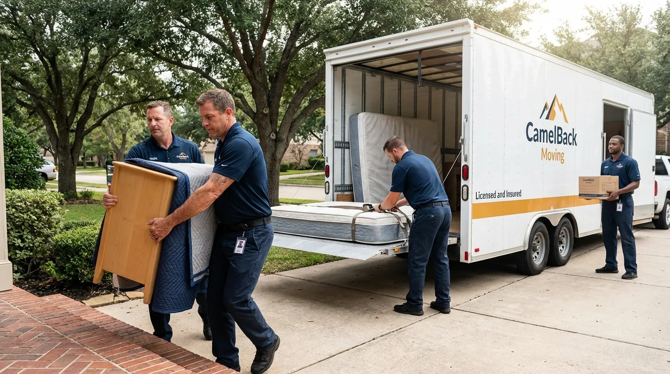 Crew loading residential truck for cross-state move from Arroyo, PR